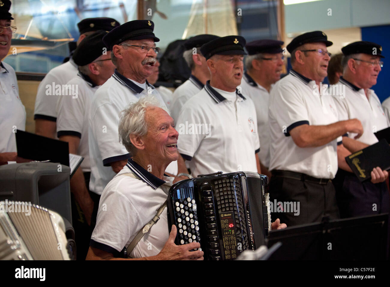The Netherlands, Rotterdam, Choir performing seaman songs Stock Photo
