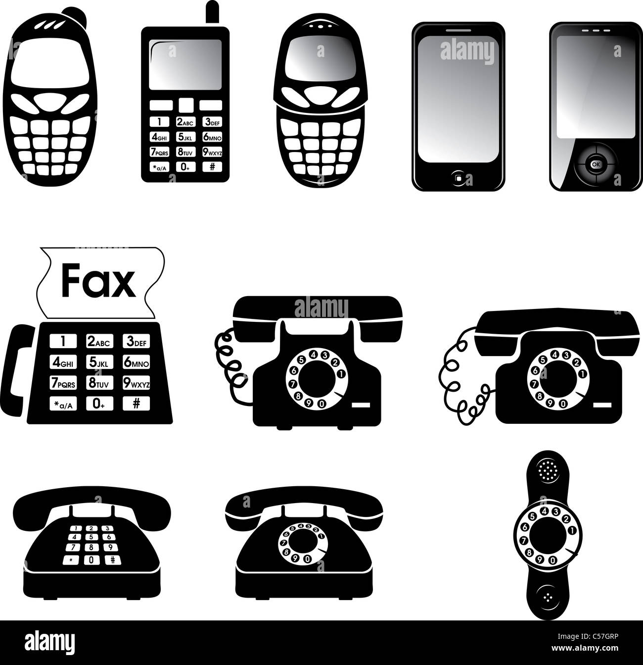 Collection of vector old and new phone icons Stock Photo