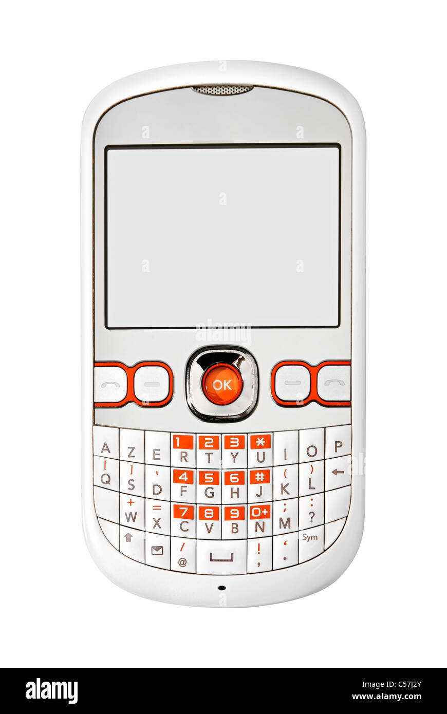 Studio photo of white smart phone, isolated on white background Stock ...