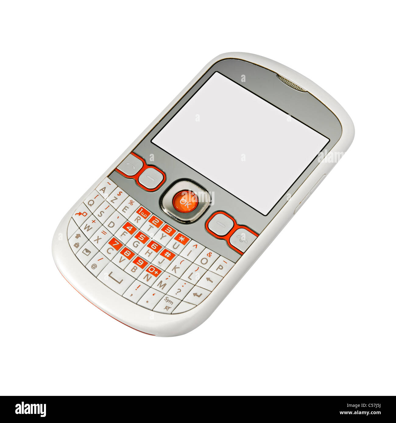 Studio photo of white smart phone, isolated on white background Stock ...