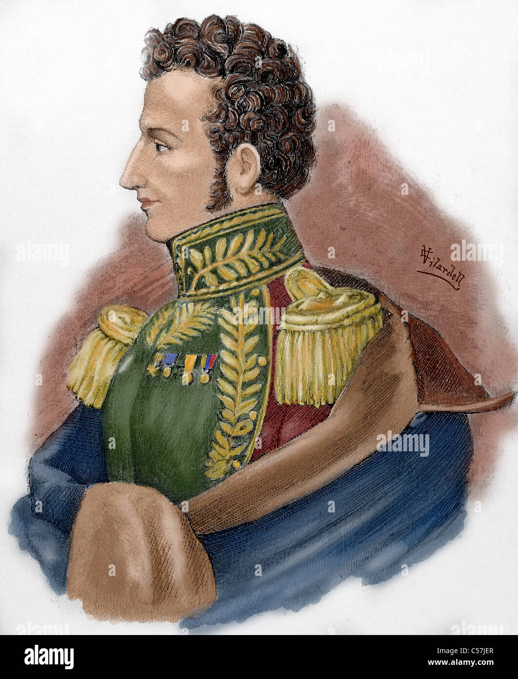 Antonio Jose de Sucre (1795-1830), known as the Grand Marshal of Ayacucho. Venezuelan independence leader, general and statesman Stock Photo