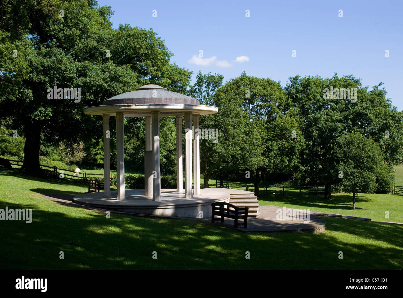 The monument to the Magna Carta, Runnymede, Surrey, England - sight of the signing of the Magna Carta by King John in 1215 Stock Photo