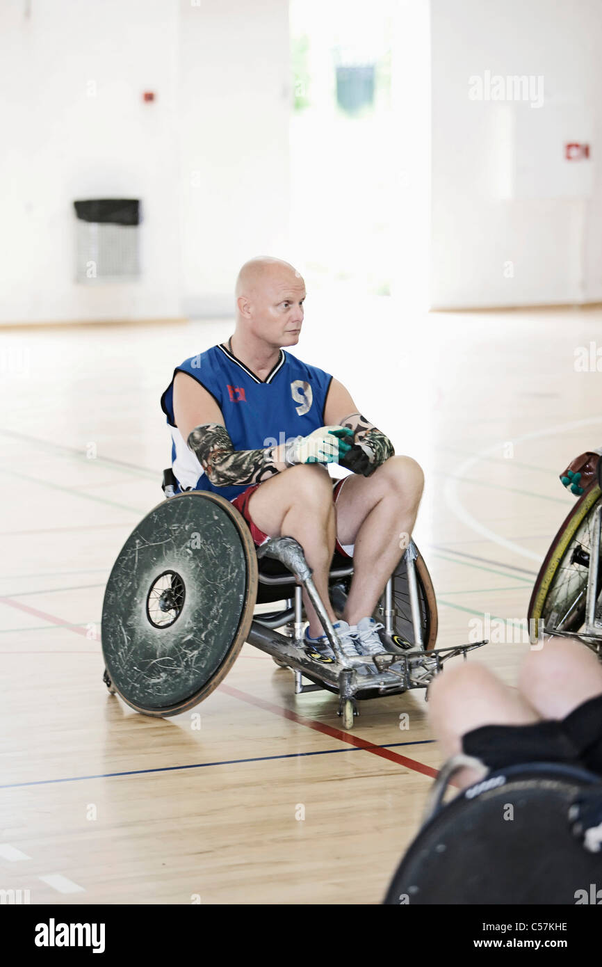 Para rugby player in sports hall Stock Photo