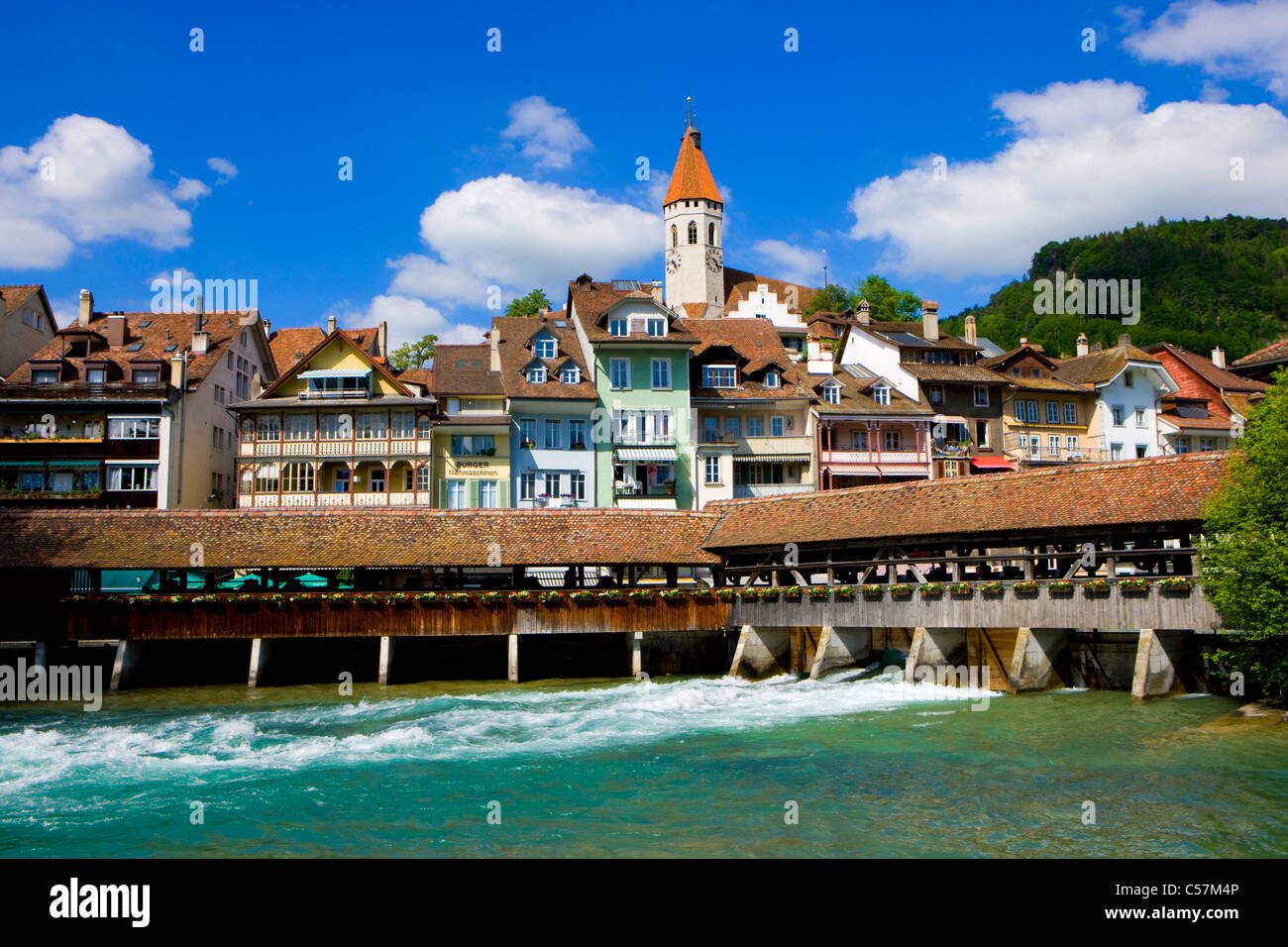 Thun, Switzerland, Europe, canton Bern, town, city, houses, homes