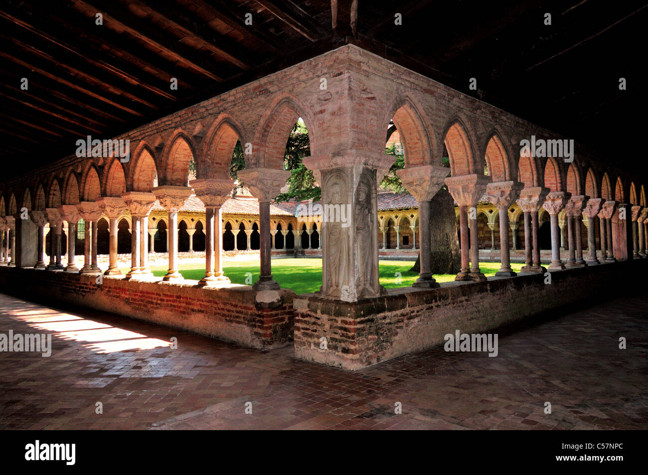 France, St. James Way: Romanesque cloister of the Saint Peter´s Abbey in Moissac Stock Photo