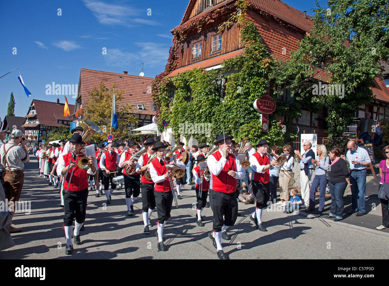 Folk festival with brass bands, harvest festival and wine festival