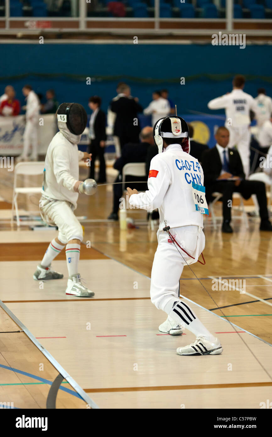 The Fencing Event at the 2011 Modern Pentathlon UIPM World Cup Final, Crystal Palace, London, UK. Stock Photo