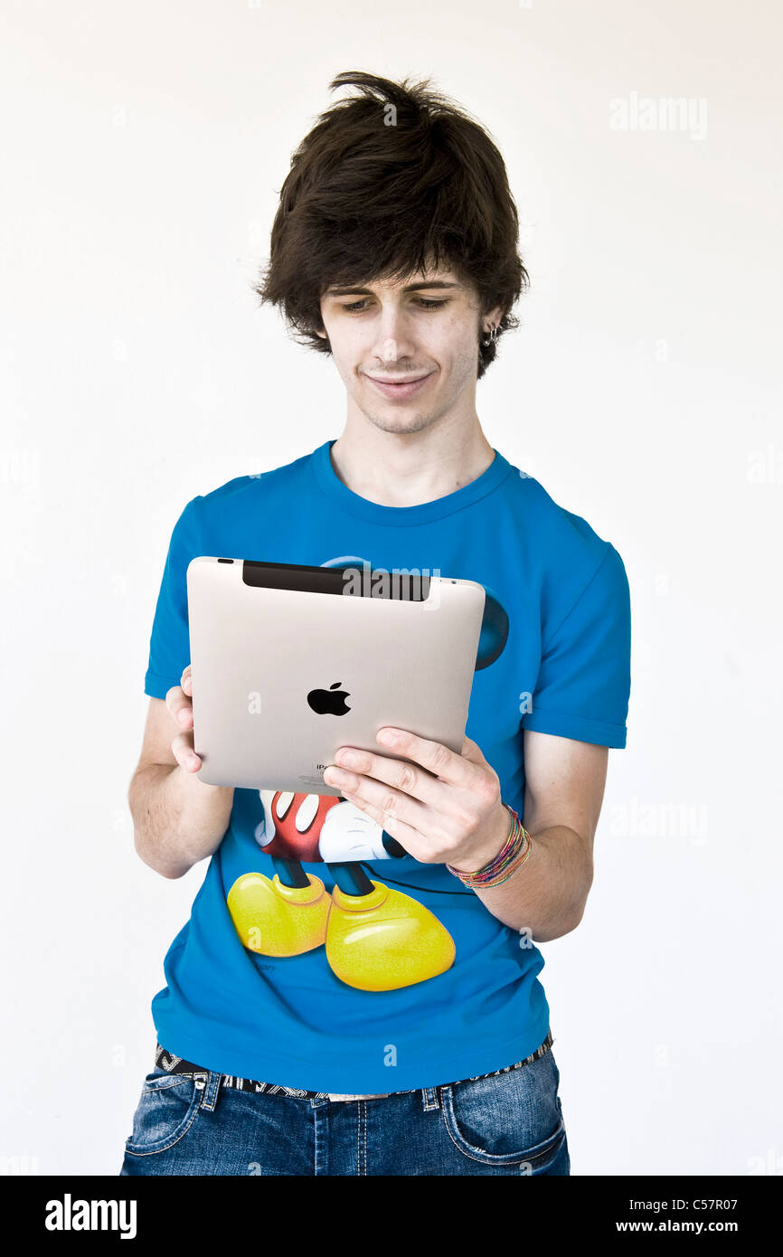 Boy with Ipad Stock Photo - Alamy