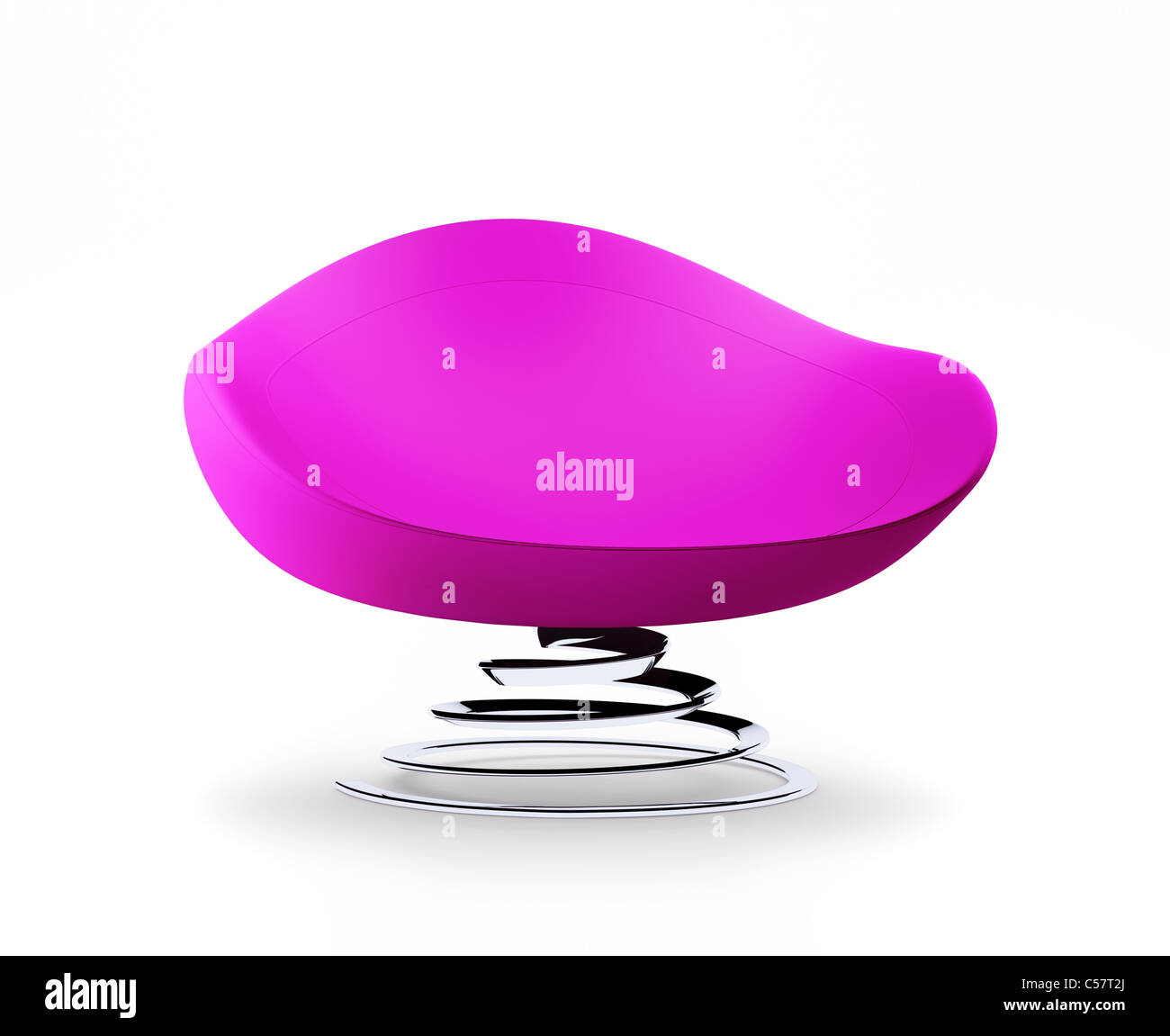 Modern pink armchair with helix leg isolated over white 3d render Stock