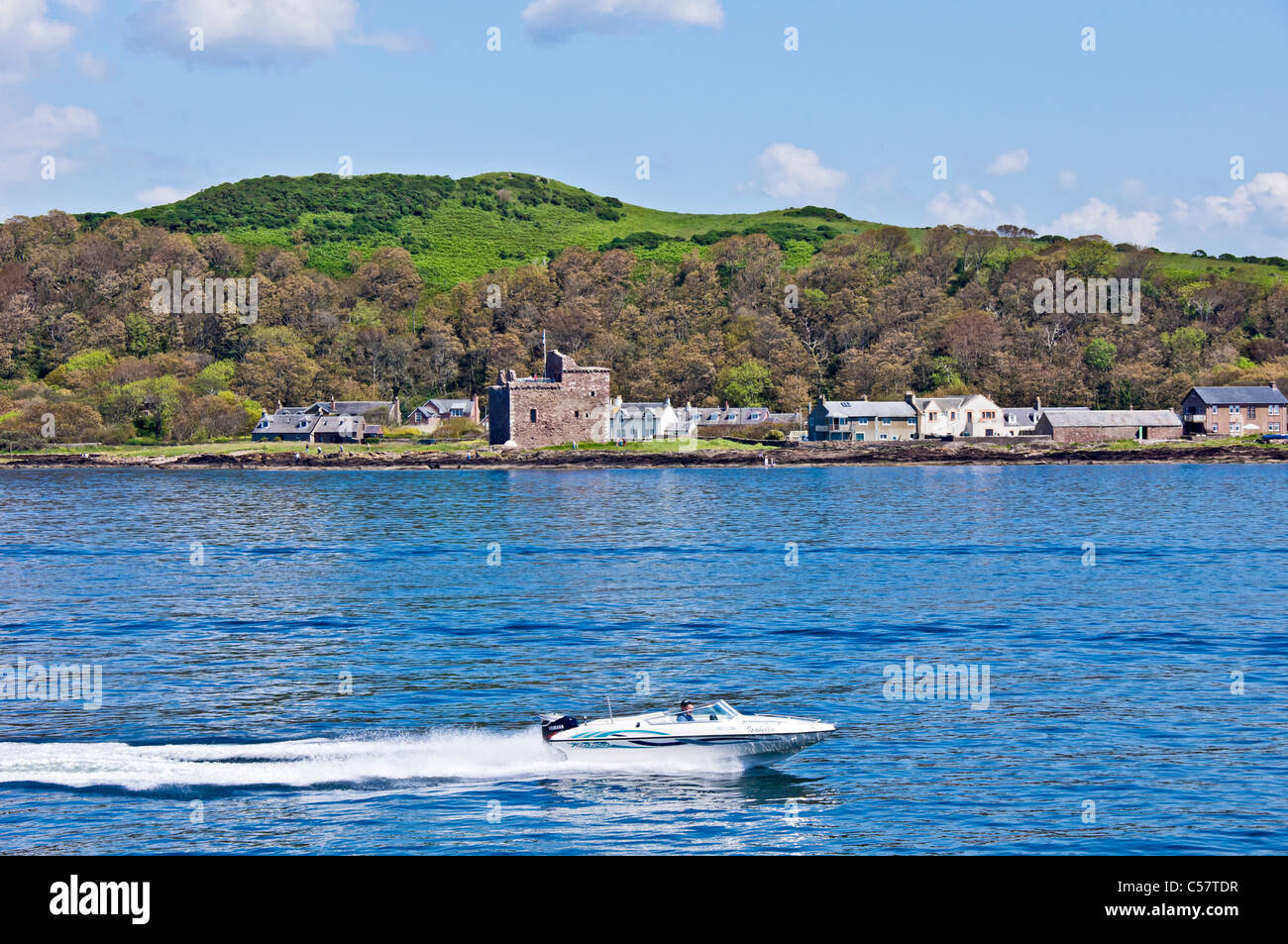 Portencross Castle on the Firth of Clyde near West Kilbride in Ayrshire Scotland Stock Photo