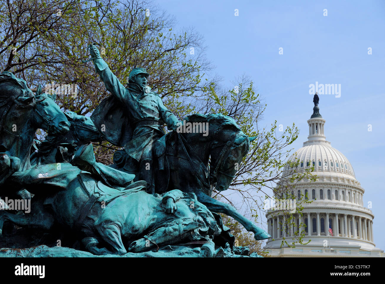 Civil war memorial and capitol hill dome in Washington DC. Stock Photo