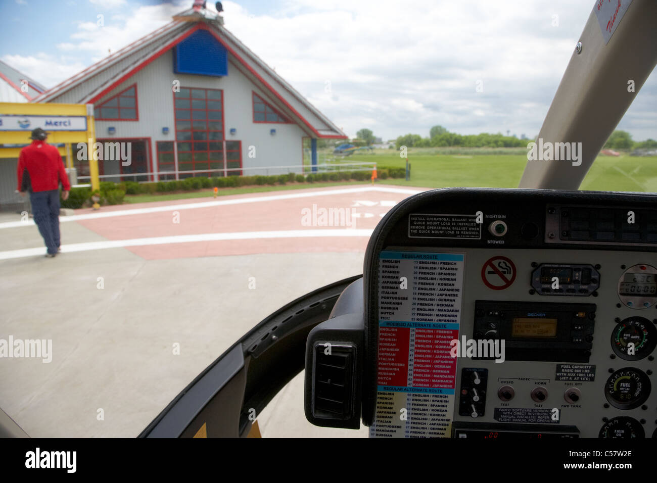 helicopter flight controls at niagara falls helipad ontario canada Stock Photo