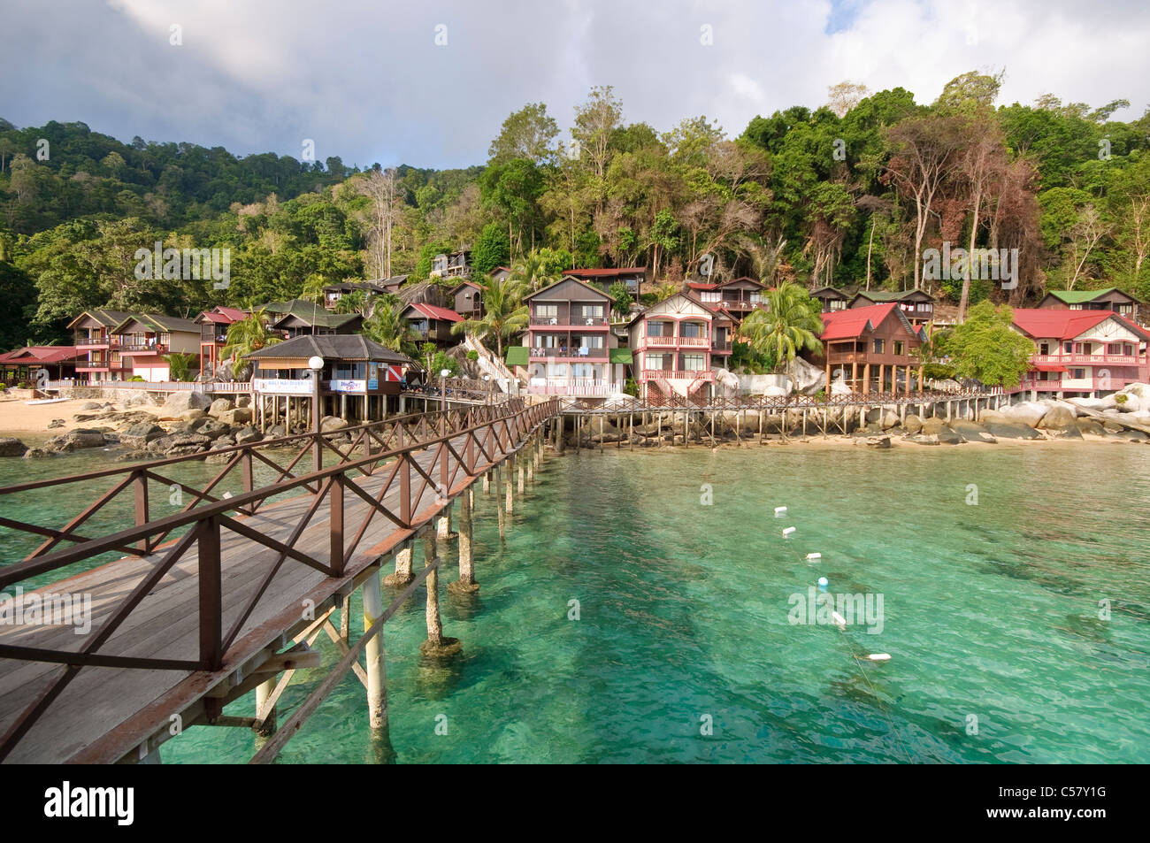 Architecture, Asia, outside, building, mountains, bridge, bungalows ...