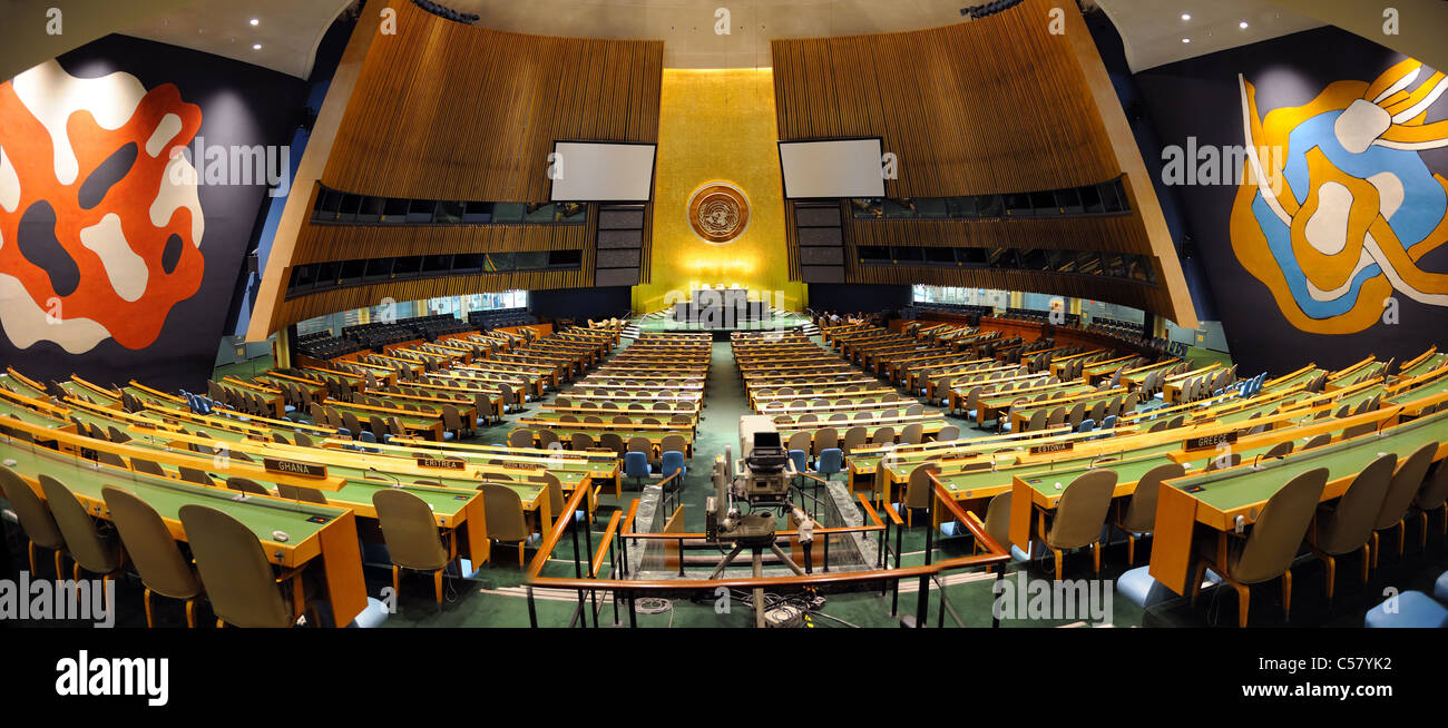 The United Nations General Assembly Hall  in Manhattan, New York City. Stock Photo