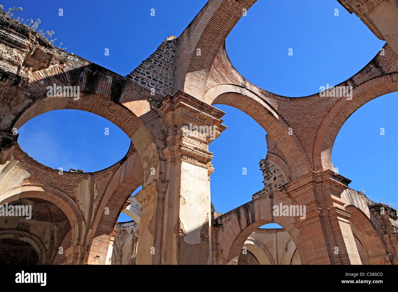 Central America, Central American, Architecture, building, City, Town, Guatemala, Latin America, Antigua Guatemala, Cathedral of Stock Photo