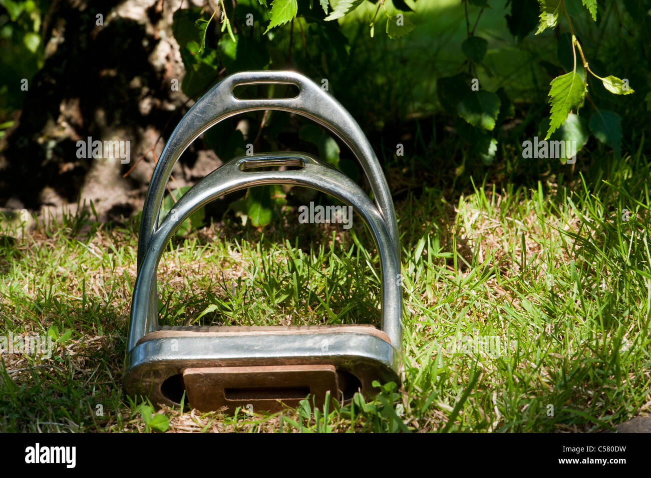 Stirrups for horse's saddle UK equestrian Stock Photo Alamy