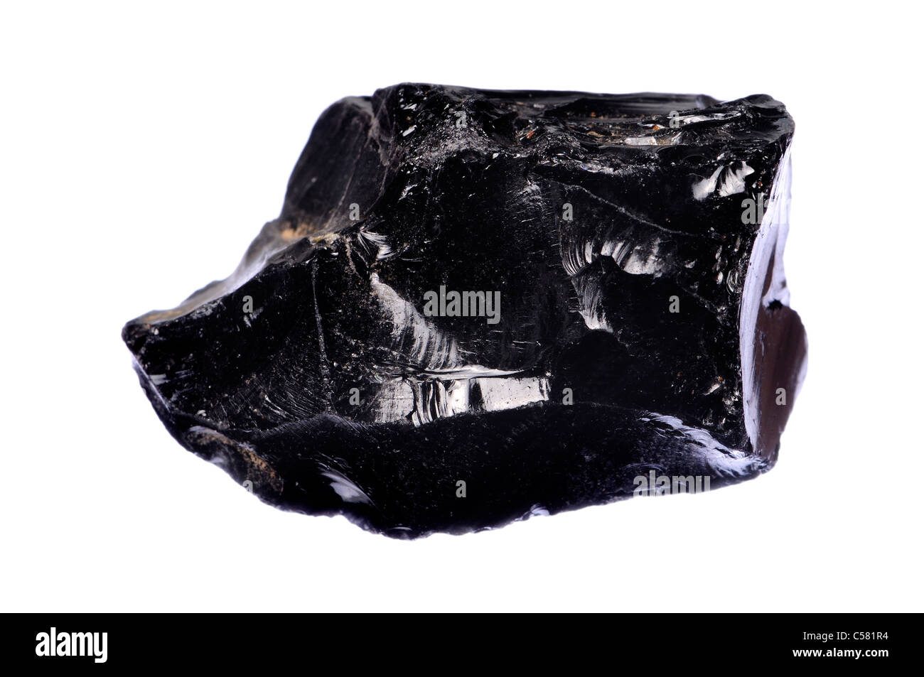 Black Obsidian (Mexico) Natural volcanic glass Stock Photo