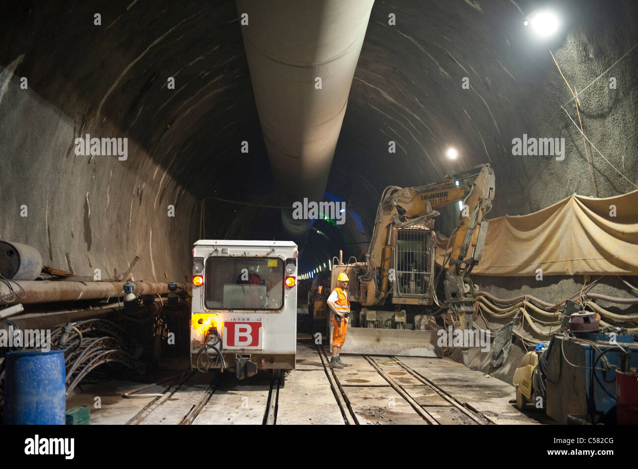 Switzerland, Europe, Ticino, alpine transit, NEAT, Gotthard, Switzerland, Europe, tunnel, tunnel construction, base tunnel, buil Stock Photo