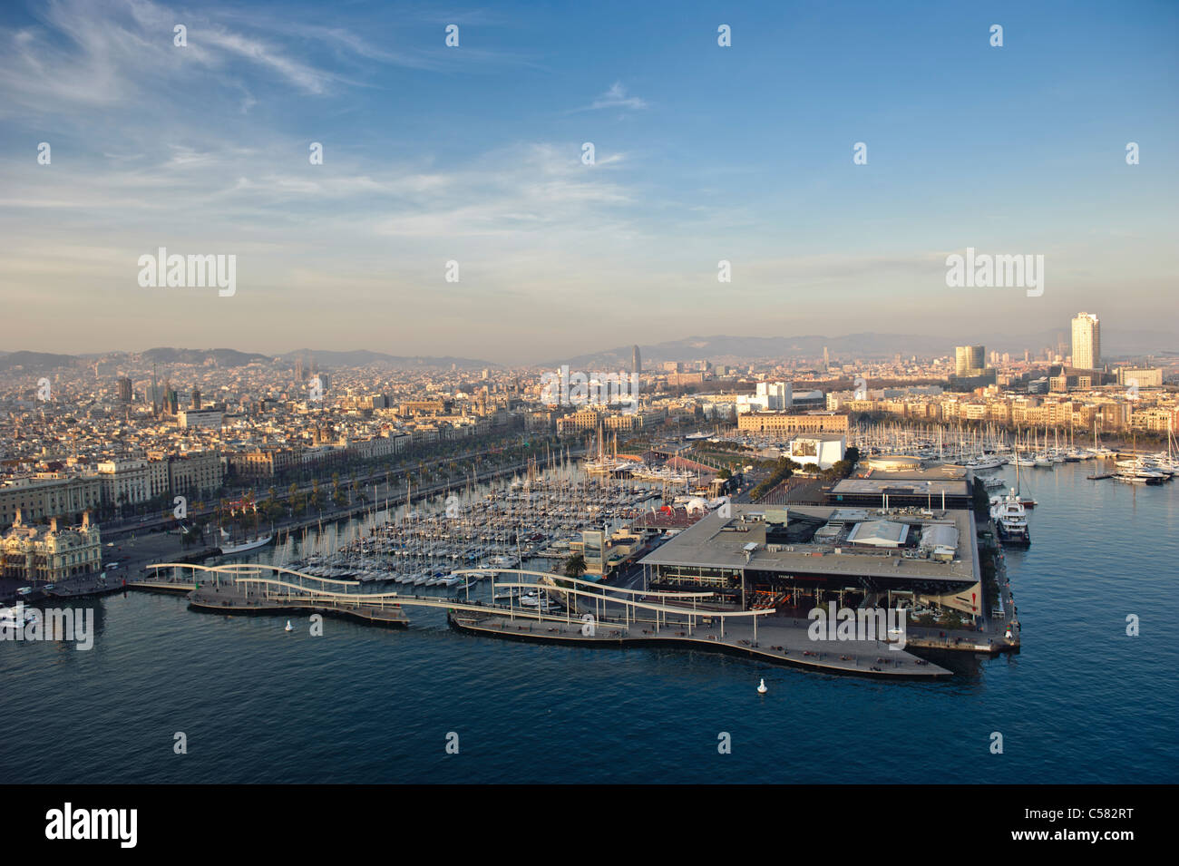 Aerial view of the marina harbour of the city of Barcelona, Spain Stock ...