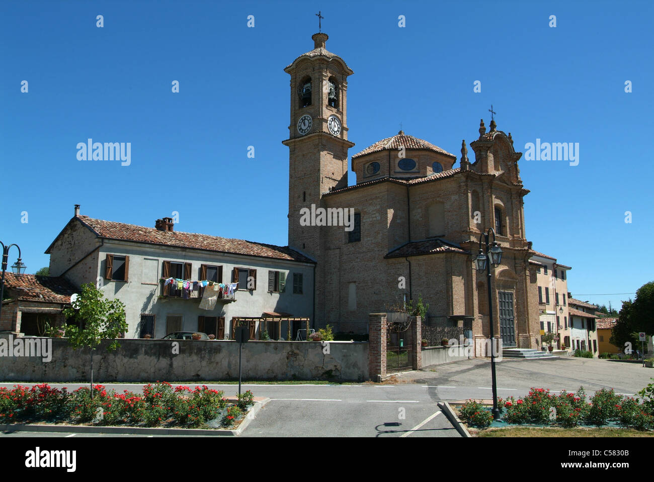 Penango, Monferrato, Piedmont, Italy, church, San Grato, Stock Photo