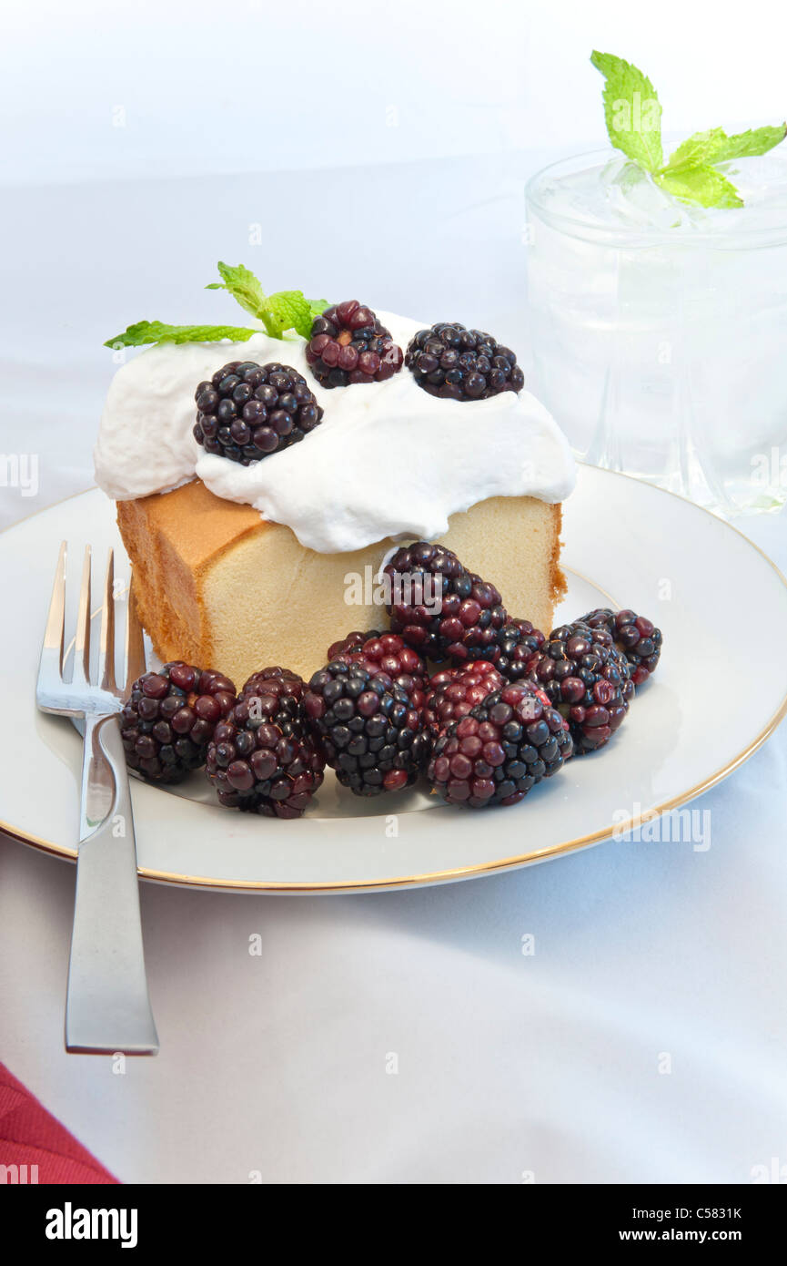 Fresh and tasty Blackberry Shortcake. Stock Photo
