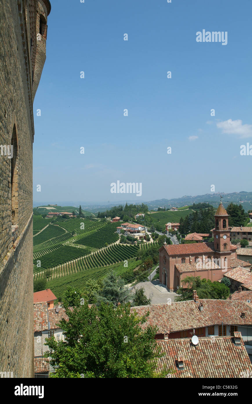 Serralunga d'Alba, Langhe, Piedmont, Italy, castle, medieval Stock Photo