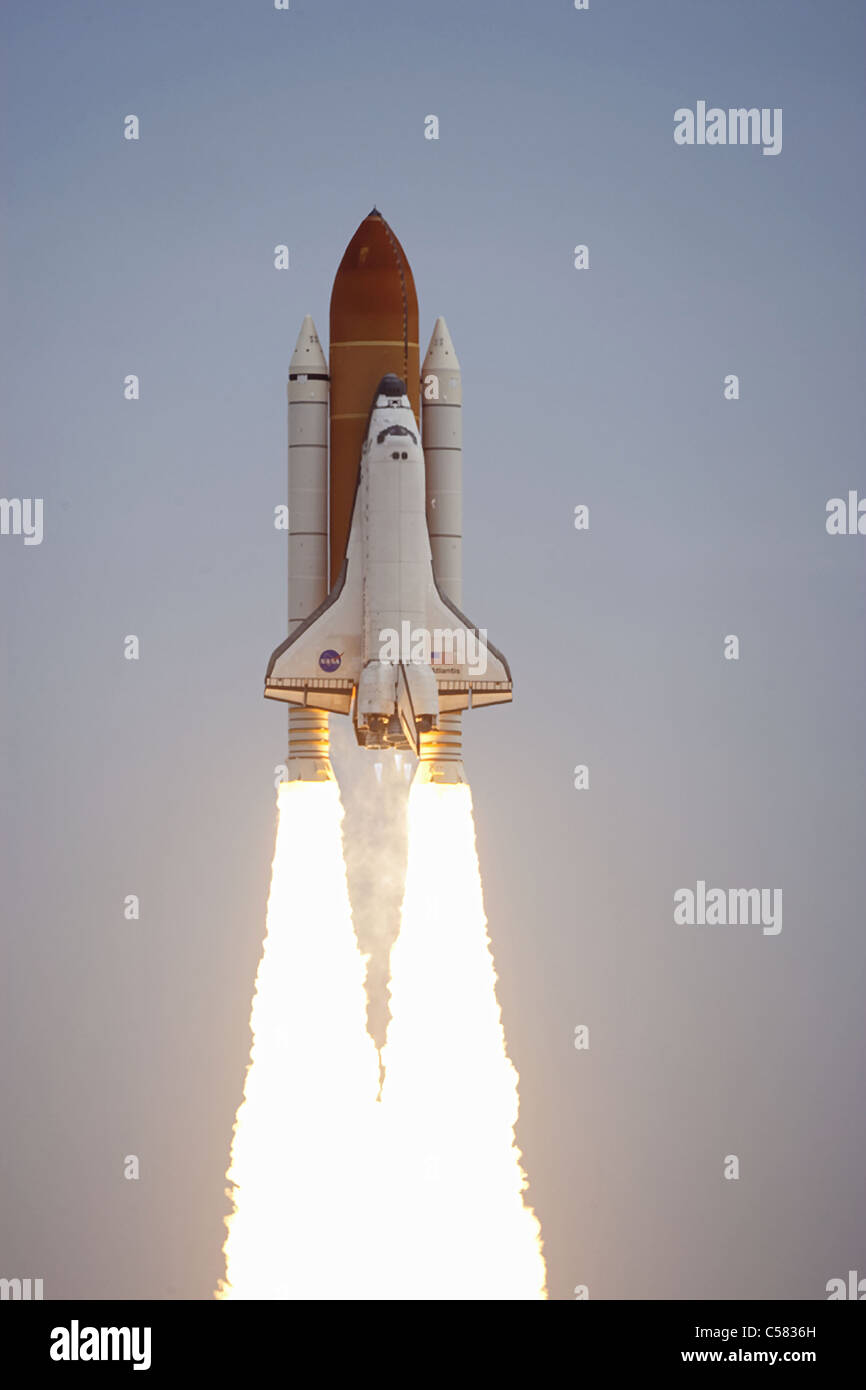 Atlantis STS-135 lifts-off on the final space shuttle mission at NASA's Kennedy Space Center in Florida. Stock Photo