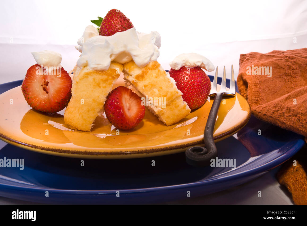 Strawberry shortcake with fresh berries and whipped cream Stock Photo ...