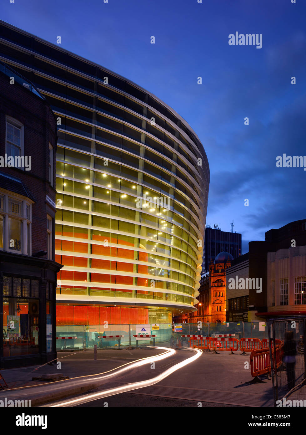 Curve Theatre, Leicester. Exterior at night Stock Photo