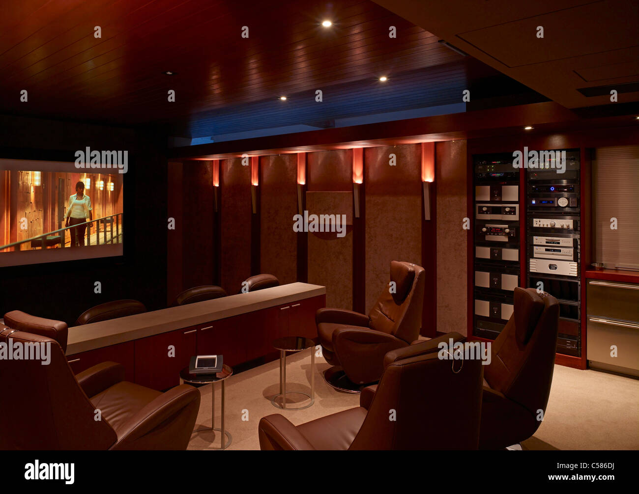 Home cinema entertainment room, California Stock Photo Alamy