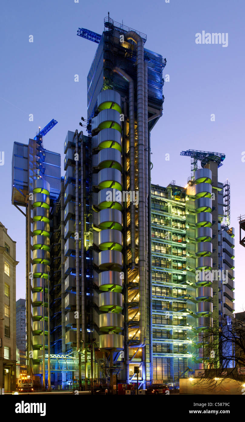 Lloyds of London, City of London. General view at night Stock Photo