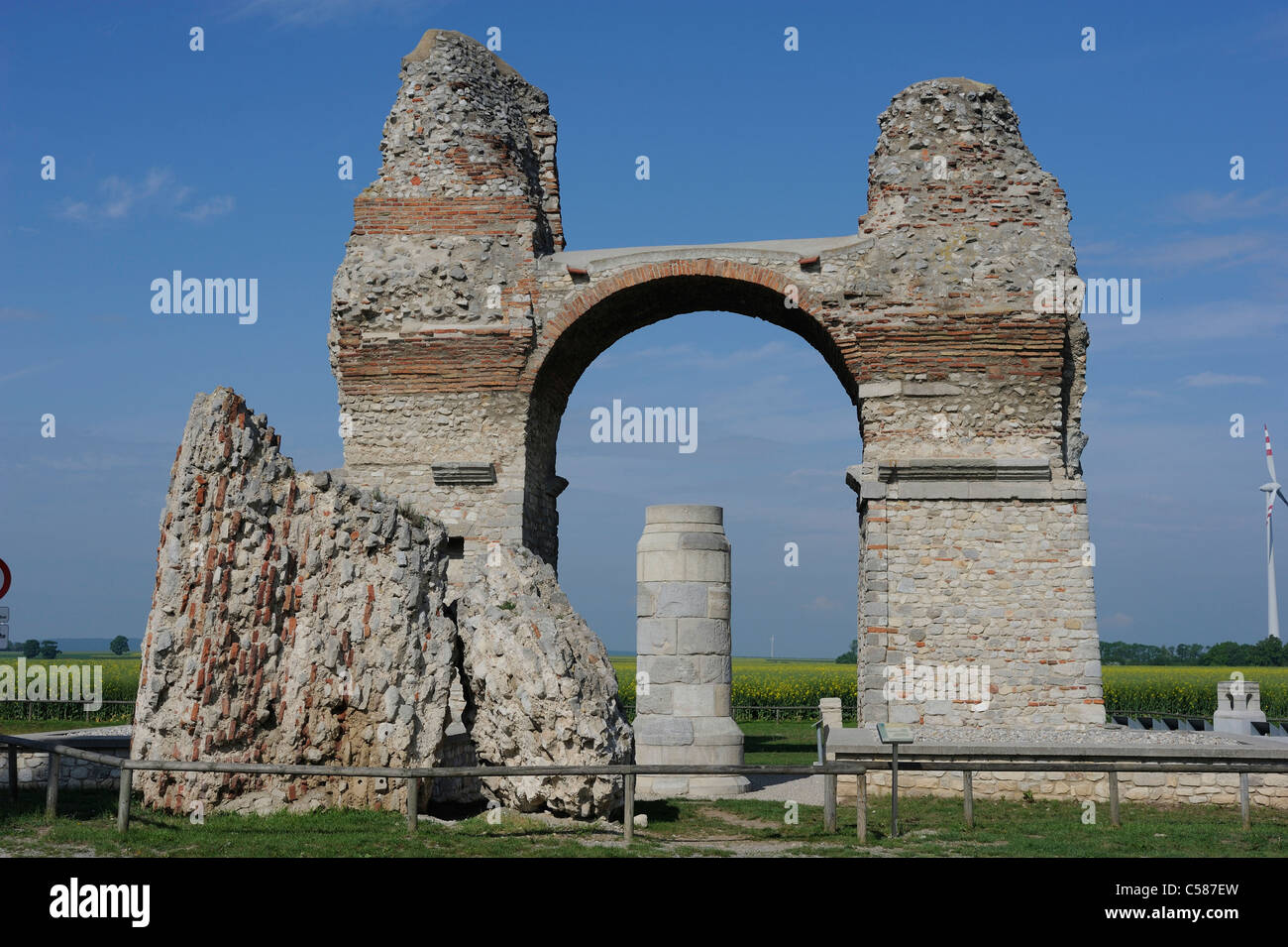 Petronell-Carnuntum, heathen gate, antiquity, gate, triumphe monument, Lower Austria, Austria, Stock Photo
