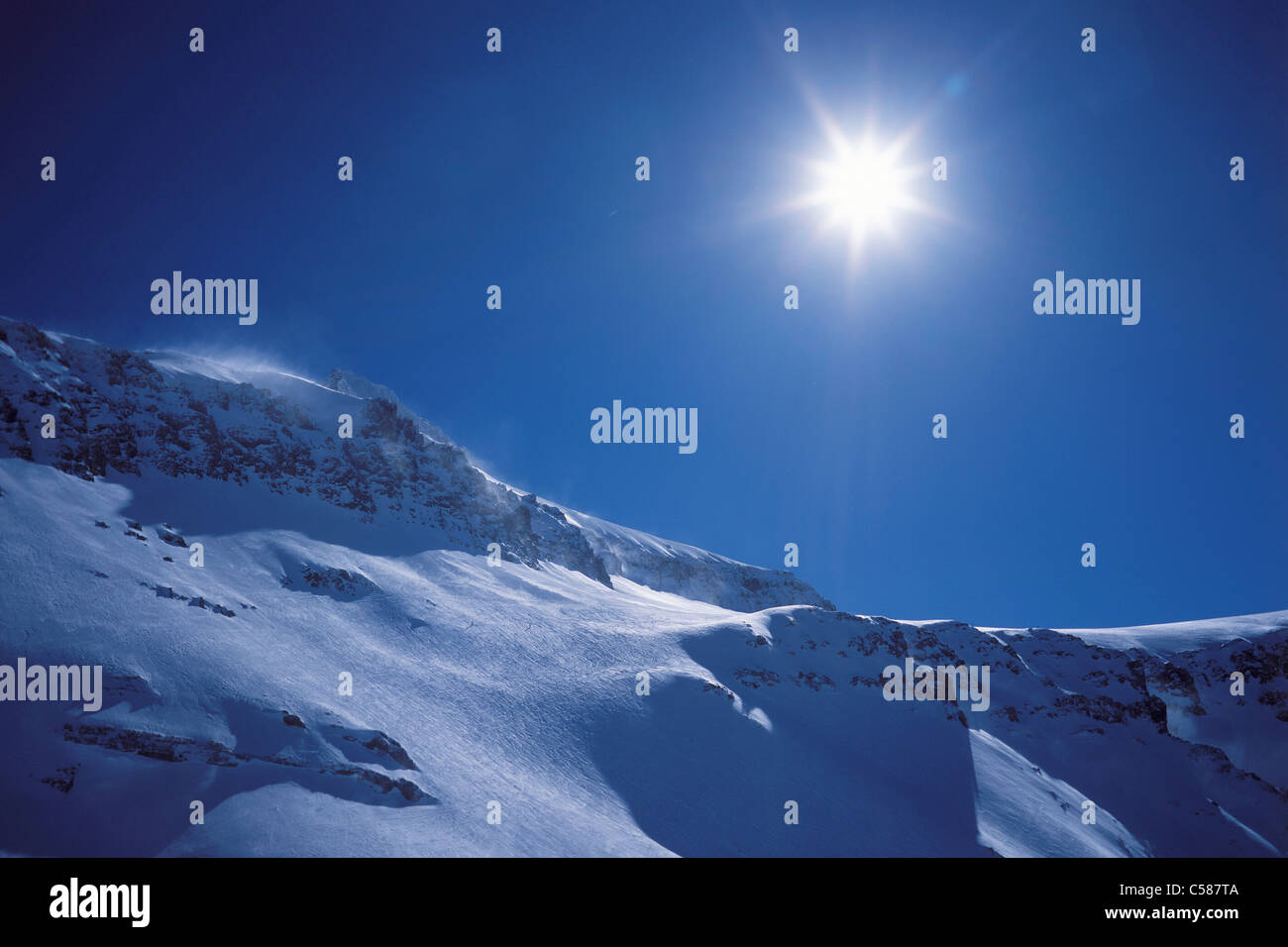 Snow, blue, mountains, scenery, winter, Glacier 3000, Diablerets