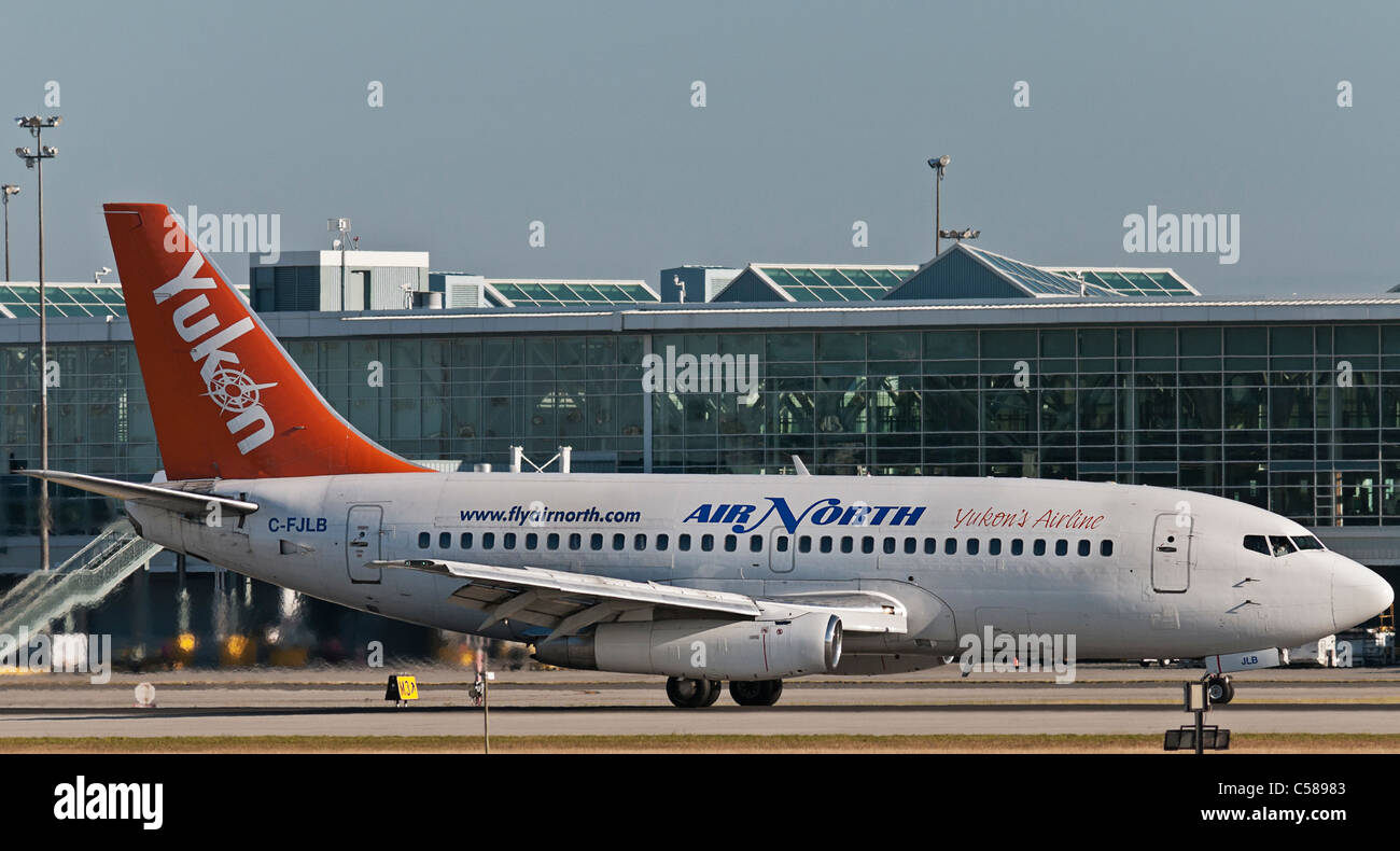 An Air North Boeing 737-200 is seen as it lands at Vancouver International Airport, Canada. Stock Photo