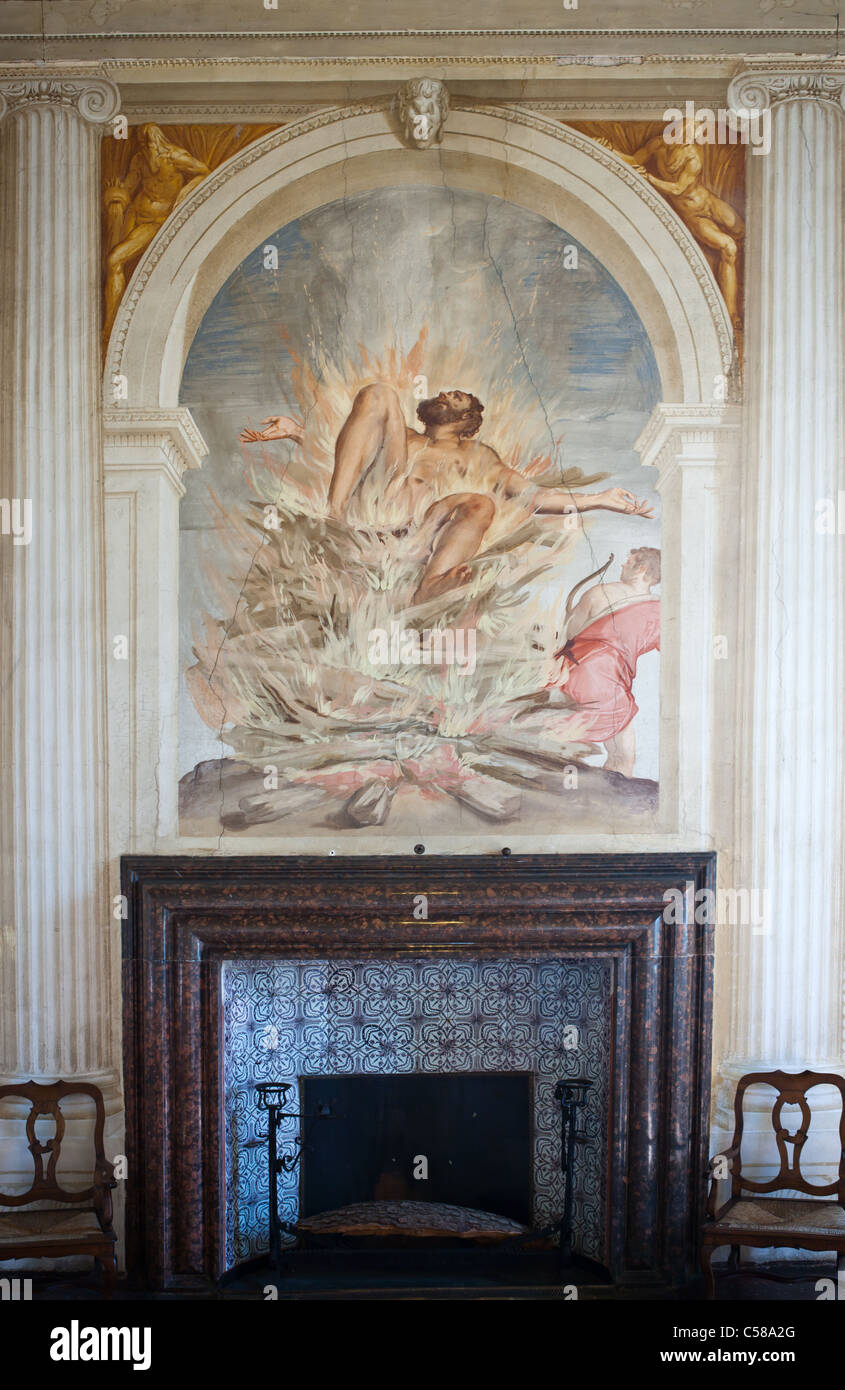 Italy,Veneto, Fanzolo di Vedelago, fresco paintings of Battista Zelotti in Villa Emo halls, architect Andrea Palladio. Stock Photo