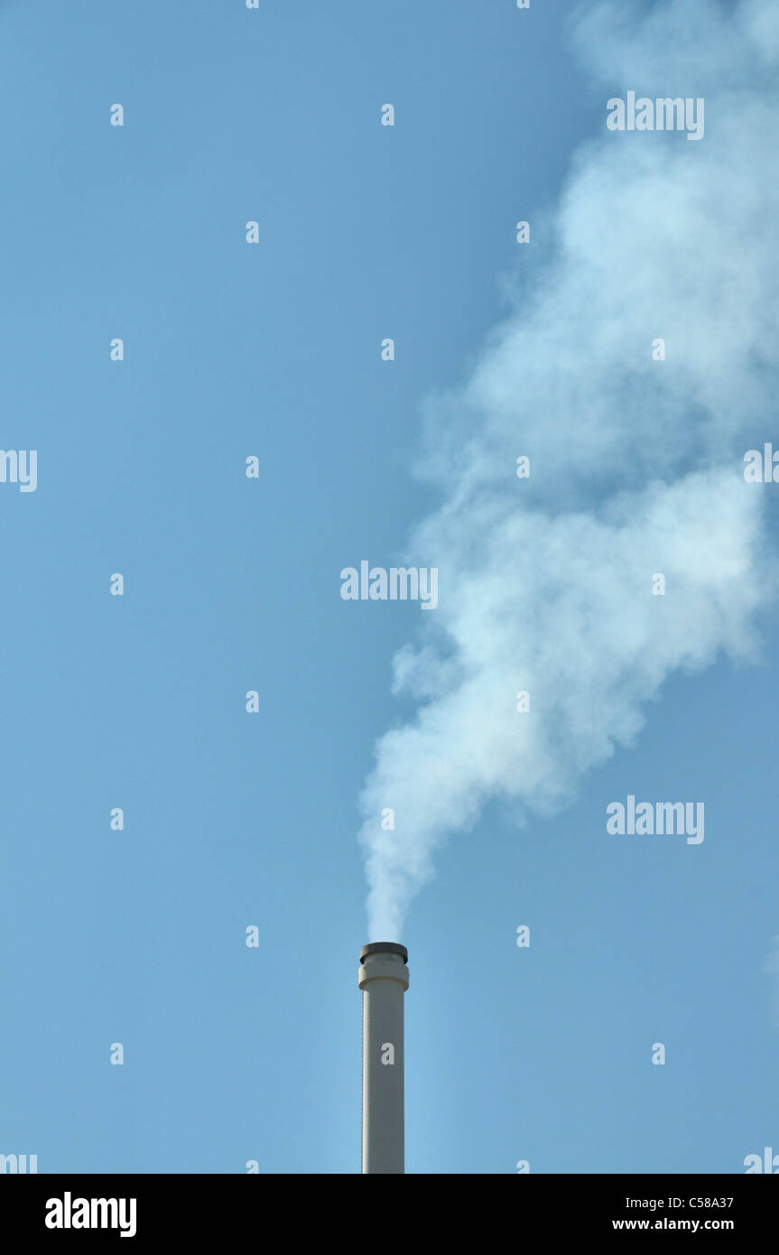 Smoking chimney, chimney, smoke, waste gas, environment, Germany, Europe Stock Photo