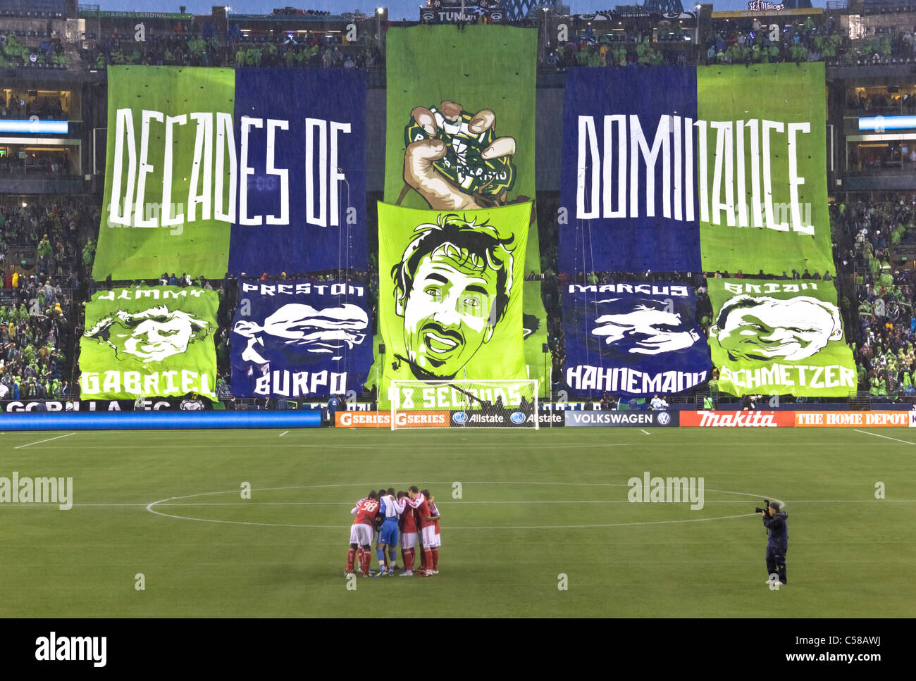 Seattle Sounders supporters tifo Stock Photo