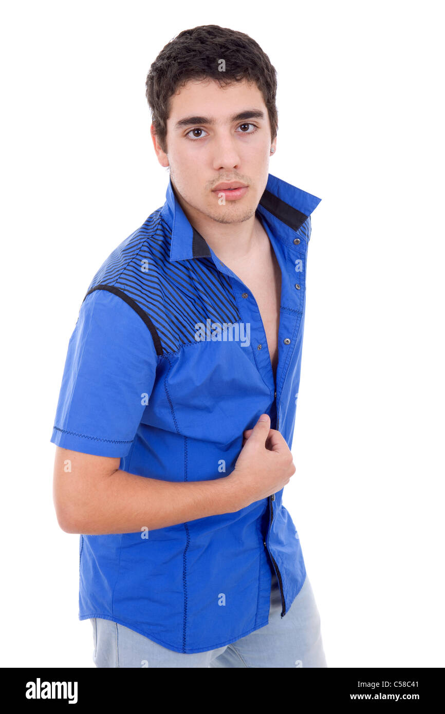 young casual man posing, isolated on white background Stock Photo - Alamy