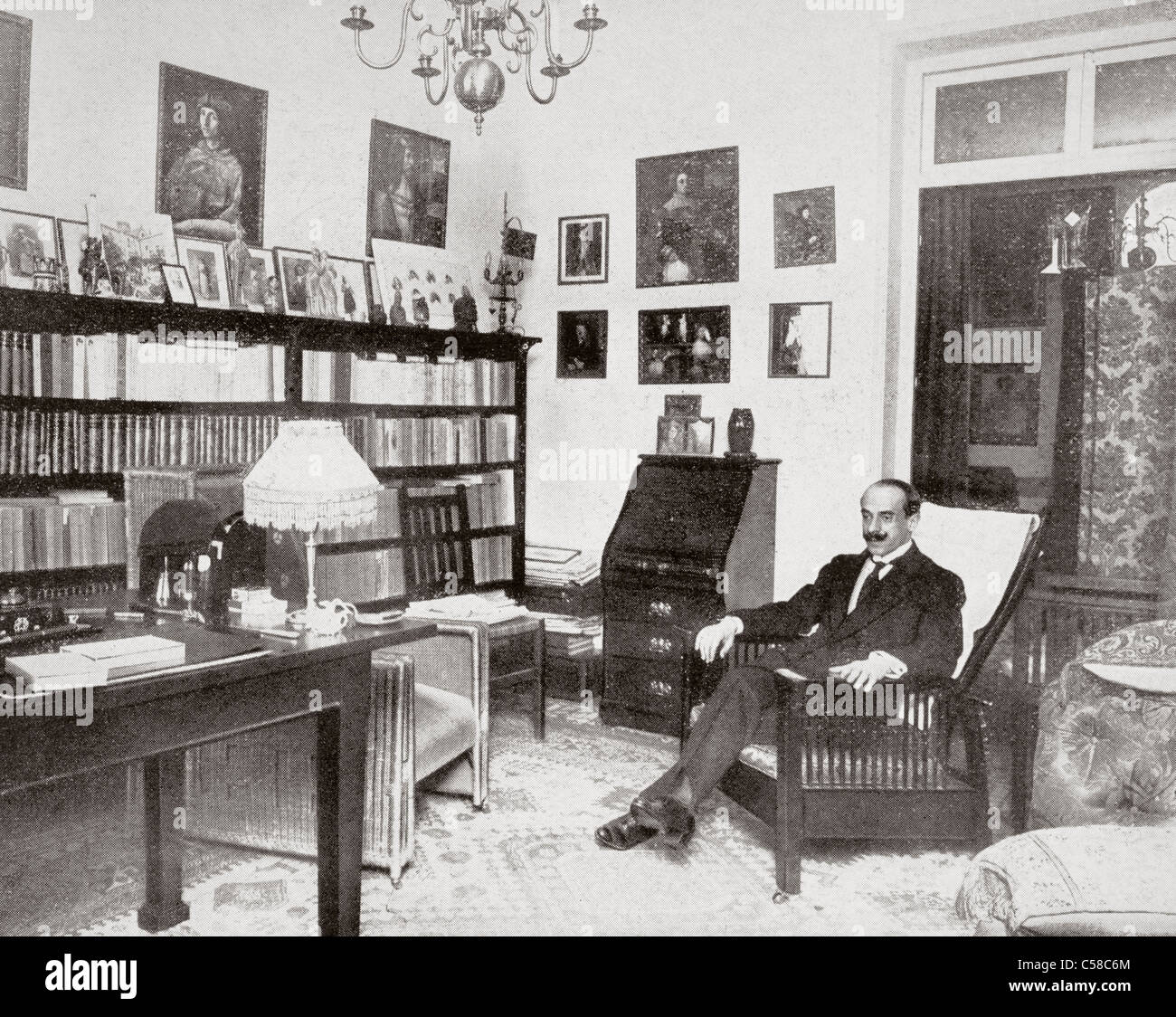 Gregorio Martínez Sierra, 1881 - 1947. Spanish writer, dramatist and theatre director, here seen in his study. Stock Photo