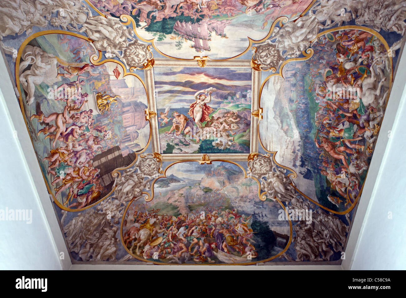 Itaky,Veneto,Quinto Vicentino, the frescos of Villa Thiene Stock Photo