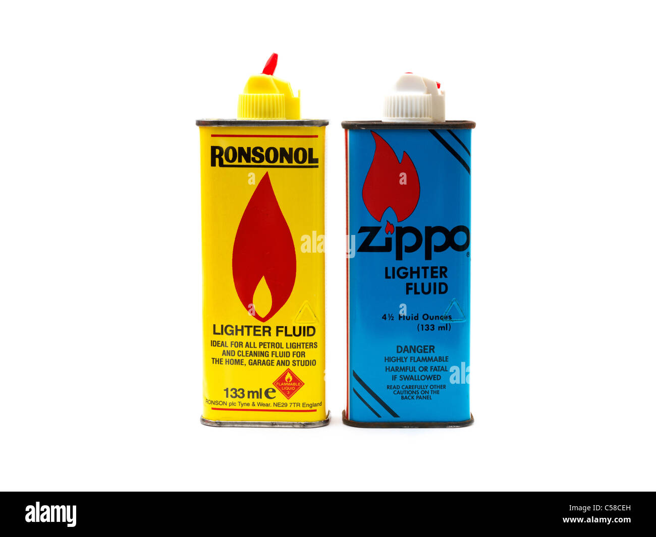 Cans Of Lighter Fluid Ronsonol And Zippo Stock Photo