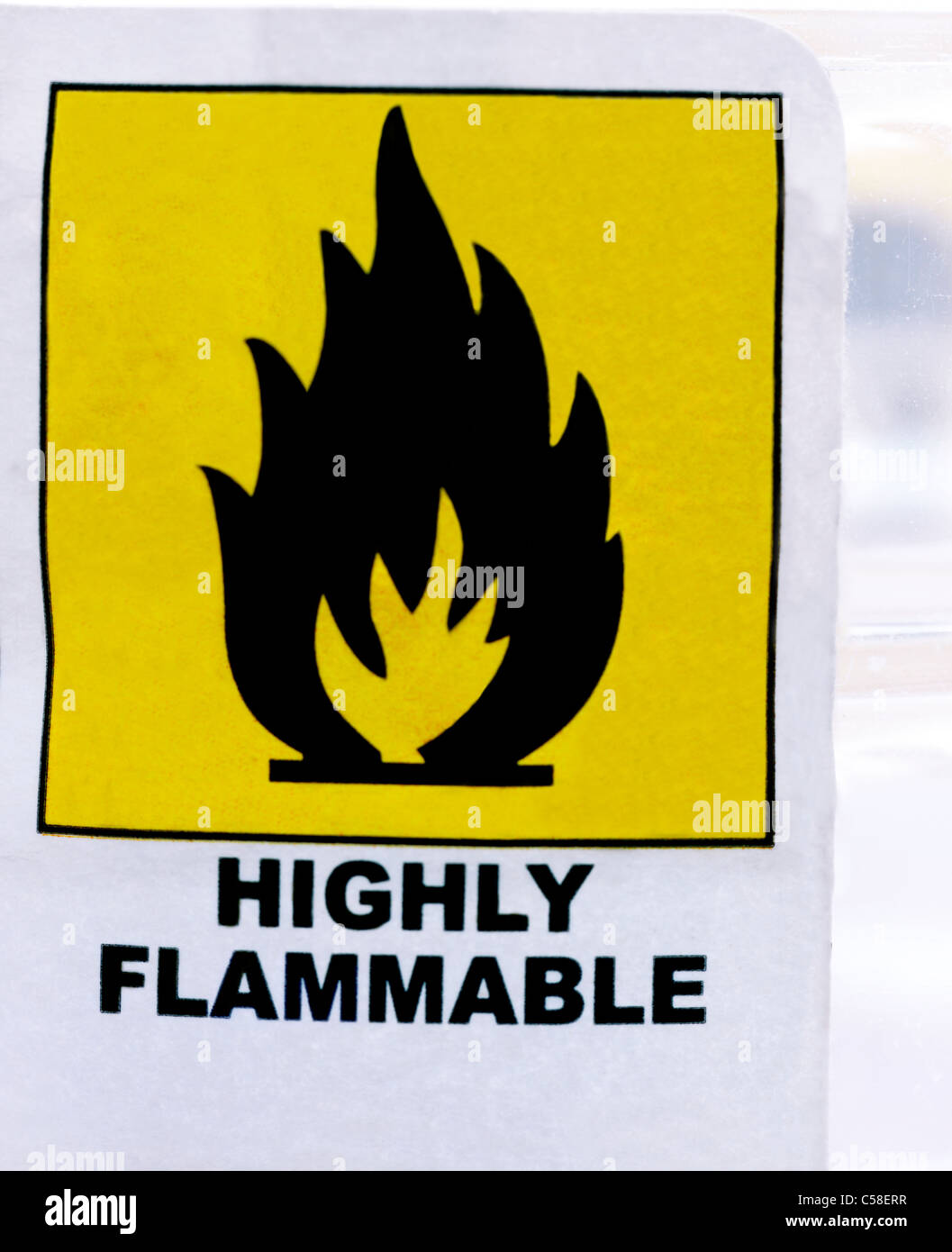Warning Label Highly Flammable Logo on Methylated Spirits Stock Photo