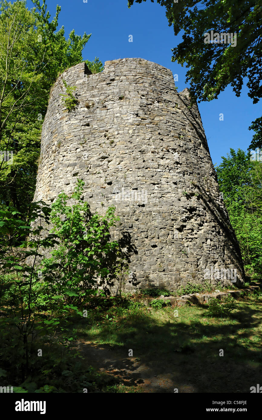 Germany, Lower Saxony, Bad Driburg, Tower, Rook, Ruins Iburg, ruins ...
