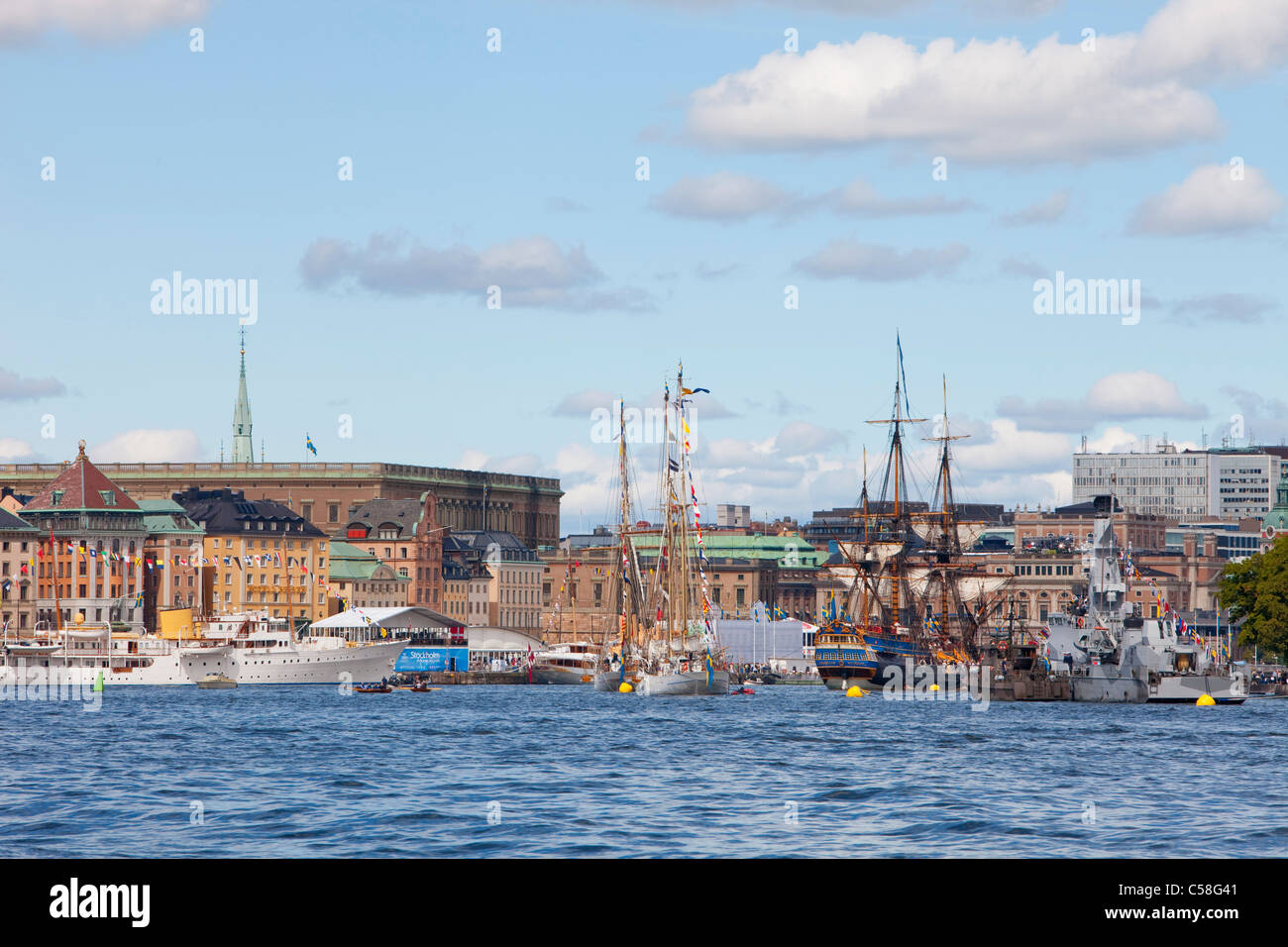 Boat, Boats, Cities, City, Cityscape, Cityscapes, Colour, Colour, Day, Daytime, Europe, Exterior, Gamla Stan, Horizontal, Island Stock Photo