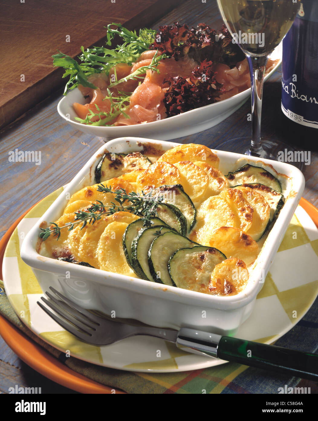 Potato courgettes au gratin Stock Photo Alamy