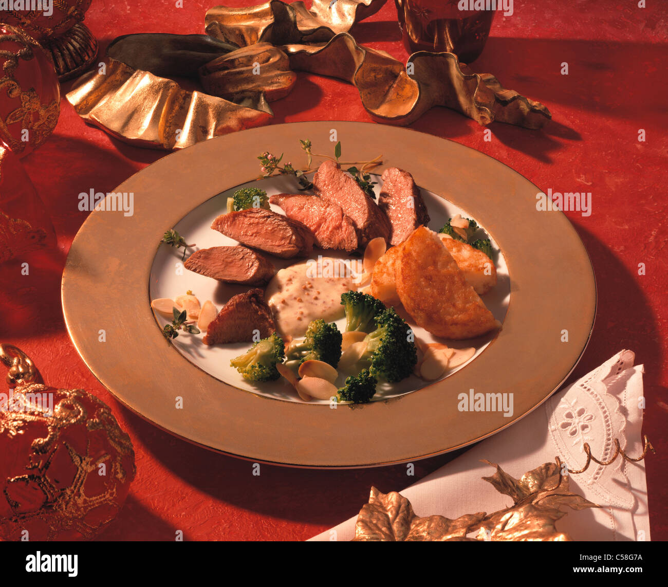 Lamb fillet in dijon - mustard sauce Stock Photo - Alamy