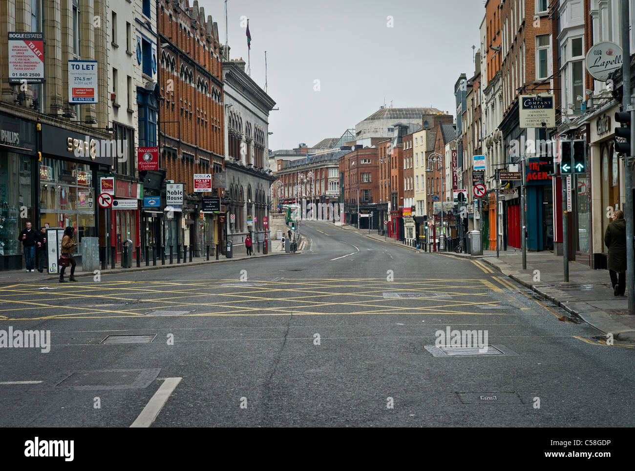 Dame street, Dublin City centre. New years day 2011. Stock Photo