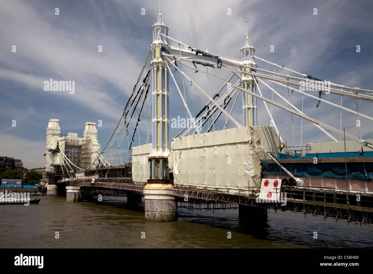 albert bridge river thames battersea london england Stock Photo