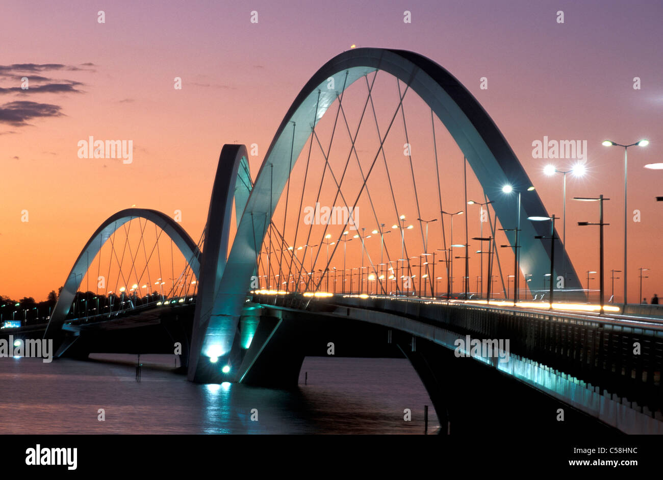 Ponte JK, Brasilia, Brazil, South America, bridge, architecture, evening Stock Photo