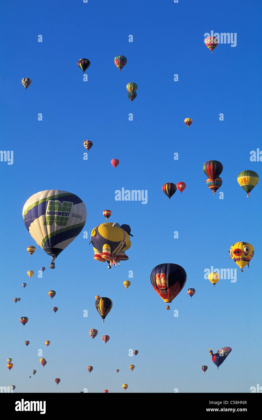 International Balloon Fiesta, Albuquerque, New Mexico, USA, United States, America, balloon, hot air, sky, colours Stock Photo